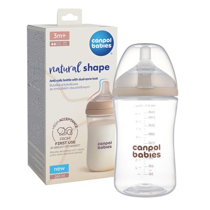 Canpol babies, butelka Natural Shape, smoczek dwustrefowy 35/401, 260 ml  - zdjęcie produktu