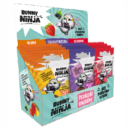 BUNNY NINJA zestaw przekąsek owocowych bez cukru, 18 sztuk - zdjęcie produktu