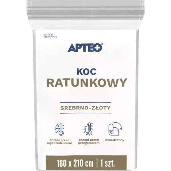 Apteo Koc ratunkowy srebrno-złoty, 160x210 cm