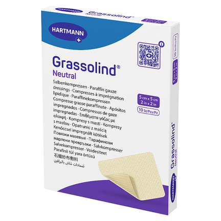 Grassolind, opatrunek siatkowy impregnowany maścią, 5 cm x 5 cm - WYRÓB MEDYCZNY