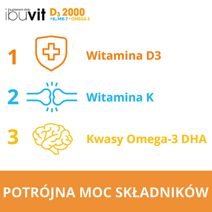 Ibuvit  D3 2000 + K2 MK-7 Omega 3, 30 kapsułek - 5907529465981