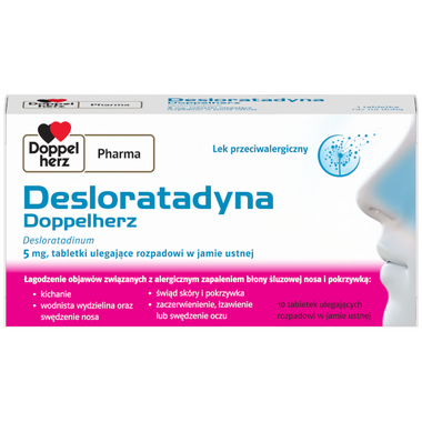 Desloratadyna Doppelherz 5mg, 10 tabletek ulegających rozpadowi w jamie ustnej