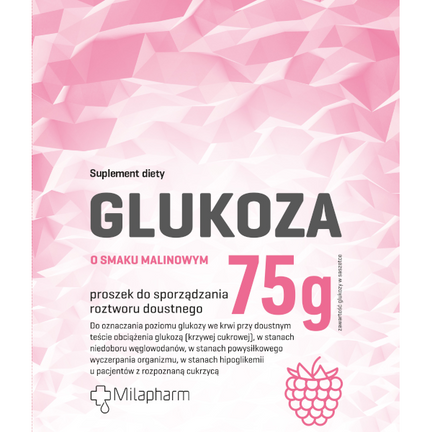 Milapharm, Glukoza malinowa, saszetka, 75 g - zdjęcie produktu