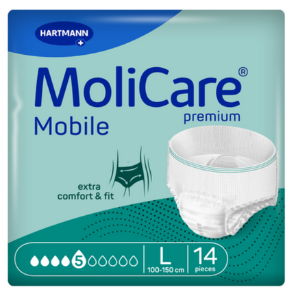 Majtki chłonne MoliCare Premium Mobile, 5/10 kropli, rozmiar L, 14 sztuk - zdjęcie produktu