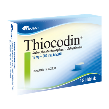 Thiocodin 15 mg + 300 mg, 16 tabletek