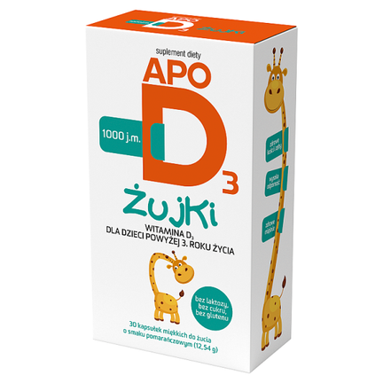 ApoD3 1000 j.m. Żujki, 30 kapsułek do żucia - zdjęcie produktu