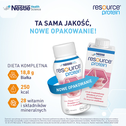 Resource Protein, smak truskawkowy, 4 x 200 ml - PREPARAT ODŹYWCZY