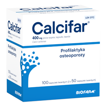 Calcifar, 400 mg jonów wapnia, 100 kapsułek twardych - zdjęcie produktu