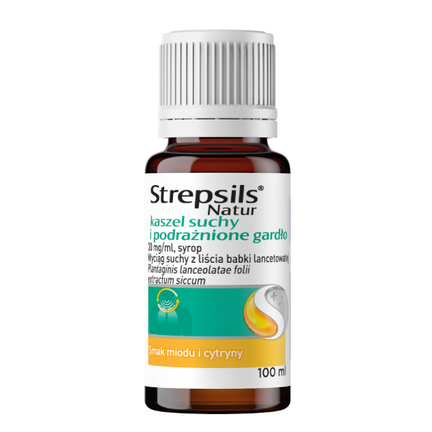 Strepsils Natur, syrop na kaszel suchy, 100 ml - PRODUKT LECZNICZY NIEREFUNDOWANY OTC