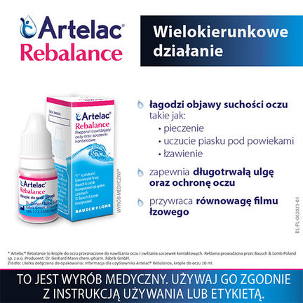 Artelac Rebalance, krople do oczu, 10 ml - KROPLE