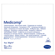 Medicomp 4W, 10 cm x 10 cm, kompresy z włókniny, niejałowe, 100 sztuk