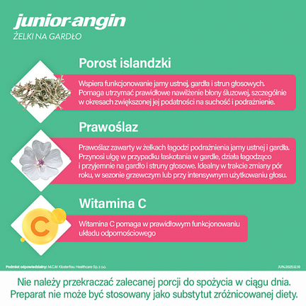 Junior-Angin, żelki na gardło, 30 sztuk - KLOSTERFRAU