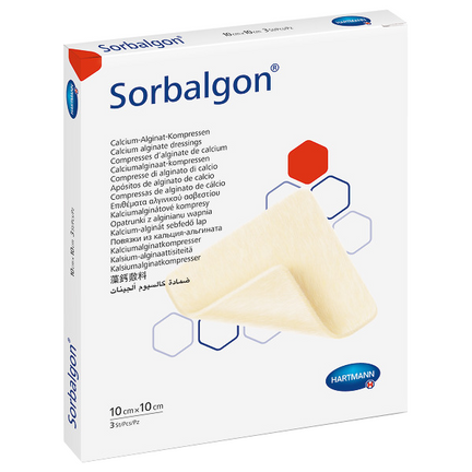 Sorbalgon, 10 cm x 10 cm, opatrunek z włókien alginianu wapnia, 1 opatrunek - zdjęcie produktu