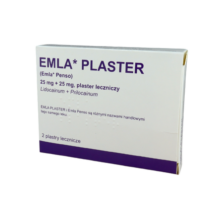 EMLA PLASTER 25 mg + 25 mg, plaster leczniczy, 2 sztuki (import równoległy Delfarma) - zdjęcie produktu