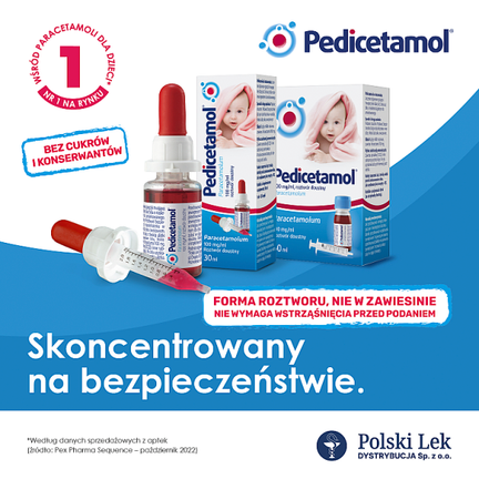 Pedicetamol 100 mg/ml, roztwór doustny, 30 ml - Przeciwbólowe, Przeciwgorączkowe