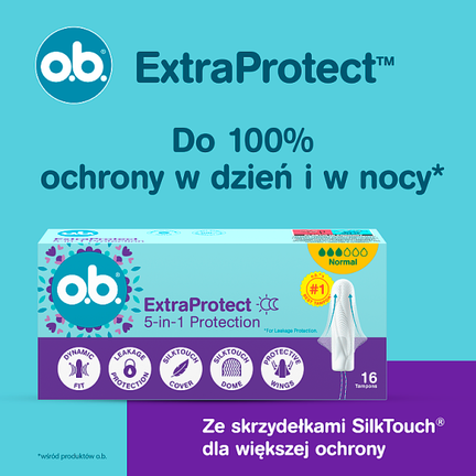 Tampony o.b. Extra Protect Normal, 16 sztuk  - Dorosły, Młodzież