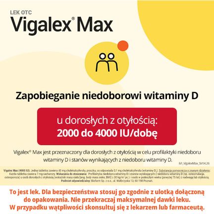 Vigalex Max 4000 IU, 90 tabletek  - Dorosły, Senior