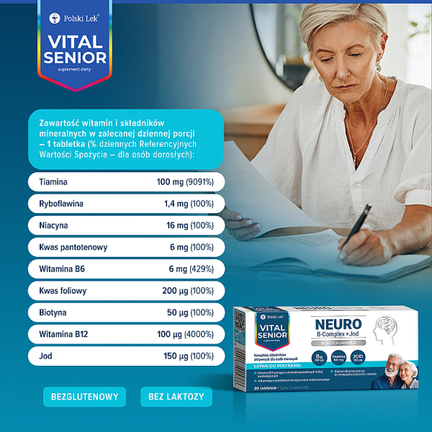 Vital Senior Neuro B-Complex + Jod, 30 tabletek