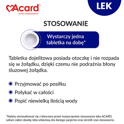Acard 150 mg, 60 tabletek dojelitowych - Dorosły