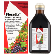 Floradix Żelazo i witaminy w płynnej formule, 500 ml