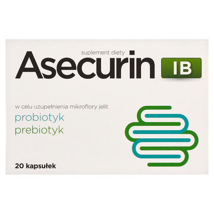 Asecurin IB, probiotyk + prebiotyk, 20 kapsułek - zdjęcie produktu