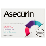 Asecurin, probiotyk, prebiotyk, laktoferyna, 20 kapsułek