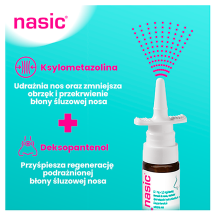 Nasic (0,1 mg + 5,0 mg)/dawkę, aerozol do nosa, roztwór, 10 ml - Układ oddechowy