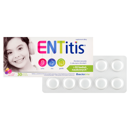 ENTitis pastylki dla dzieci o smaku tutti frutti, 30 sztuk - zdjęcie produktu