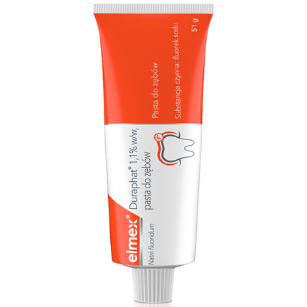 Elmex Duraphat 1,1% w/w, pasta do zębów, 51 g - PRODUKT LECZNICZY NIEREFUNDOWANY OTC