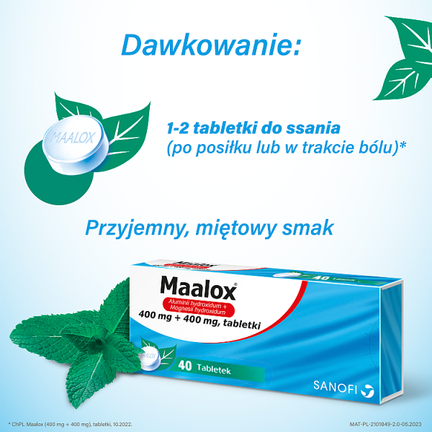 Maalox 400 mg + 400 mg, 40 tabletek - OPELLA HEALTHCARE