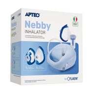 APTEO, inhalator Nebby, z innowacyjnym systemem oszczędzania leku „Drugsaver”, zestaw