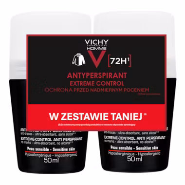 Vichy Homme, antyperspirant w kulce, 72H, 2 x 50 ml