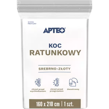 Apteo Koc ratunkowy srebrno-złoty, 160x210 cm - zdjęcie produktu