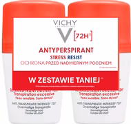Vichy Stress Resist, antyperspirant roll-on, intensywna kuracja przeciw poceniu się, 72h, 2 x 50 ml
