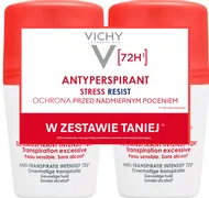 Vichy Stress Resist, antyperspirant roll-on, intensywna kuracja przeciw poceniu się, 72h, 2 x 50 ml