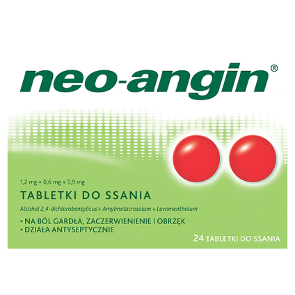 KLOSTERFRAU Neo-Angin z cukrem, 24 tabletki do ssania