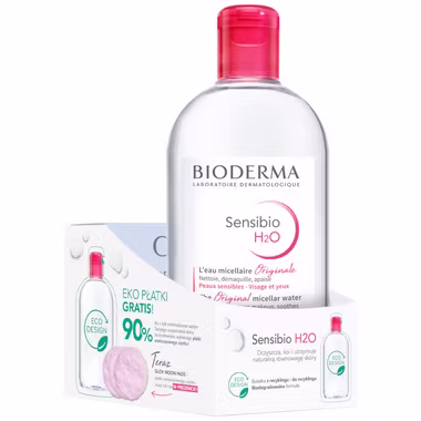 Zestaw: Bioderma Sensibio H2O, woda micelarna + Płatki GLOV Moon Pads