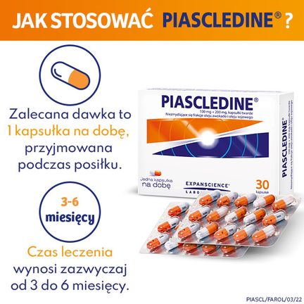 Piascledine 100 mg + 200 mg, 30 kapsułek twardych - PRODUKT LECZNICZY NIEREFUNDOWANY OTC
