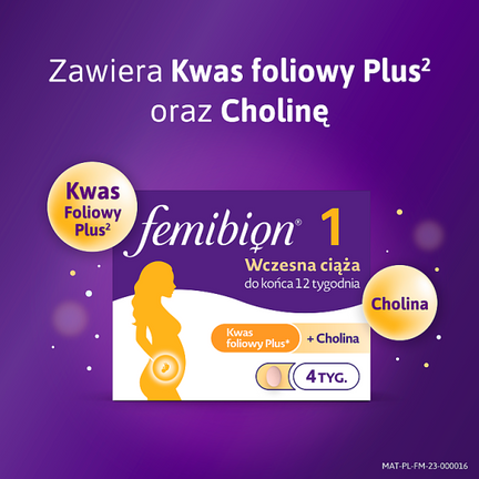 Femibion 1 Wczesna ciąża, Kwas Foliowy Plus, 28 tabletek - 5907589874686