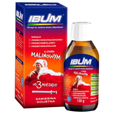 Ibum, zawiesina doustna 100 mg/5 ml, smak malinowy, 130 g - zdjęcie produktu