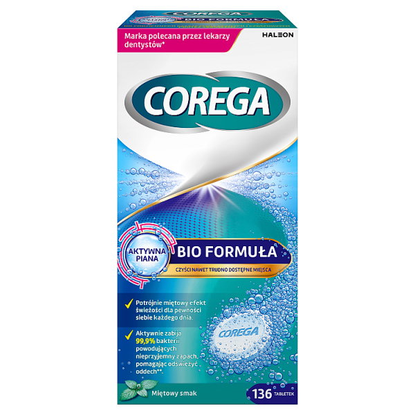 Corega Tabs Bioformel, tabletki czyszczące do protez, 136 sztuk