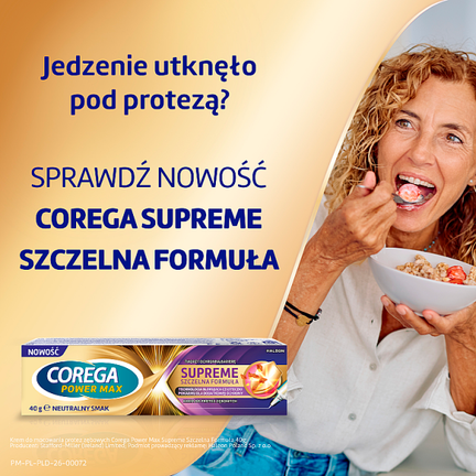 Corega Power Max Supreme, krem do protez zębowych, 40 g - WYRÓB MEDYCZNY