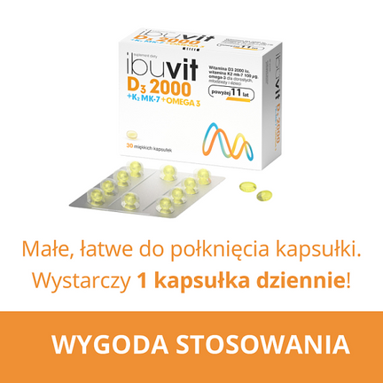 Ibuvit  D3 2000 + K2 MK-7 Omega 3, 30 kapsułek - Układ kostno-stawowy