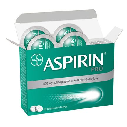 Aspirin Pro 500 mg, 8 tabletek powlekanych - zdjęcie produktu