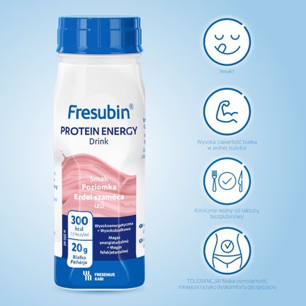 Fresubin Protein Energy Drink, poziomkowy, 4 x 200 ml - 4051895047478