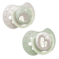 Smoczek silikonowy dynamiczny LOVI Hedgehog Night&Day, 0-6 m, 2 sztuki