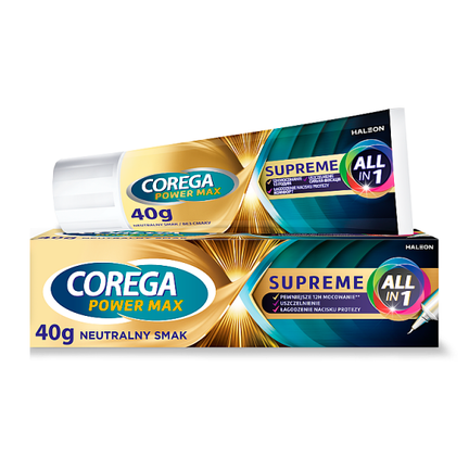 Corega Power Max Supreme All-in-1, krem mocujący do protez zębowych, 40 g