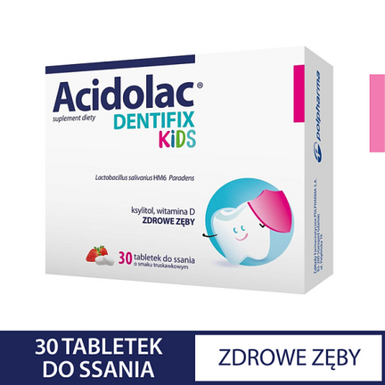 Acidolac Dentifix Kids, smak truskawkowy, 30 tabletek do ssania - SUPLEMENT DIETY