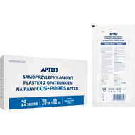 Apteo, Samoprzylepny jałowy plaster z opatrunkiem na rany cos-pores, 20 x 10 cm, 25 sztuk