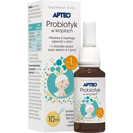 Probiotyk w kroplach APTEO z witaminą D, 10 ml - zdjęcie produktu